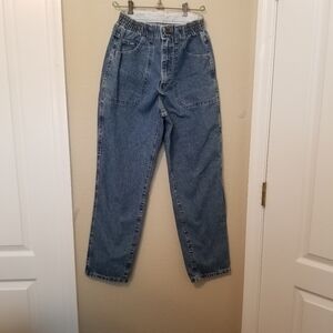 Lee Size 8 P Original High Waist Mom Blue Jeans Relaxed Fit Tapered Leg Vtg